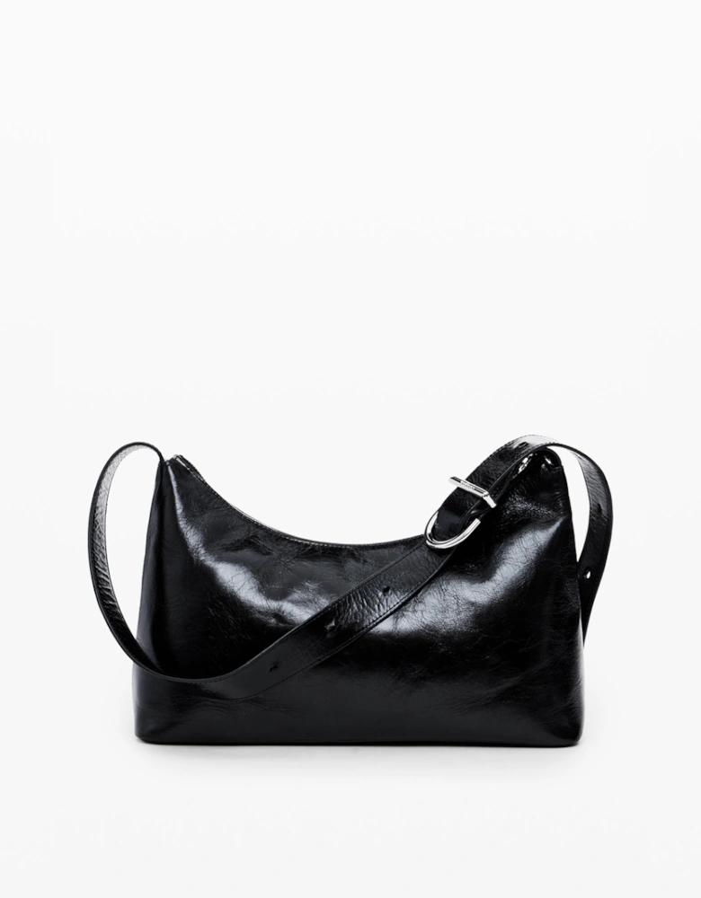 Leather Bag with Pockets Black