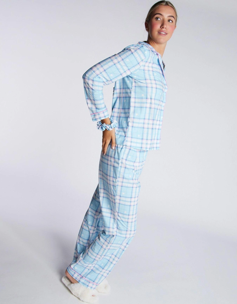 Heart Check Fleece Pj In A Big - Powder Blue