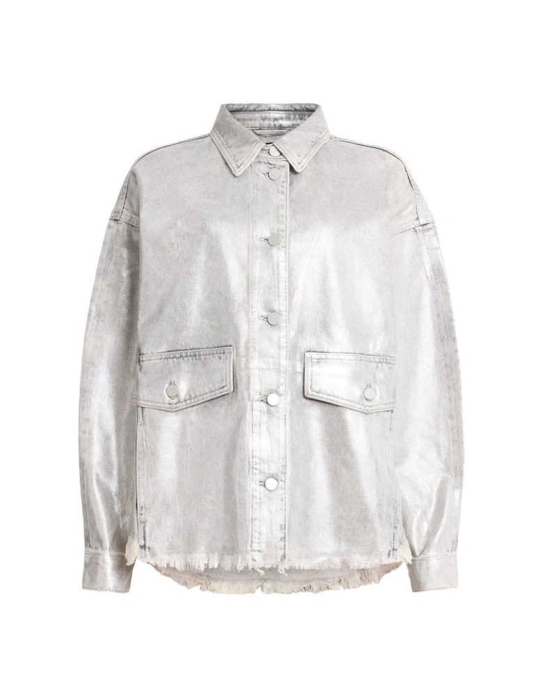 Hettie Oversized Denim Shacket - Silver