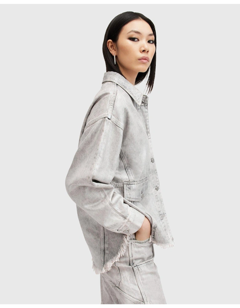 Hettie Oversized Denim Shacket - Silver