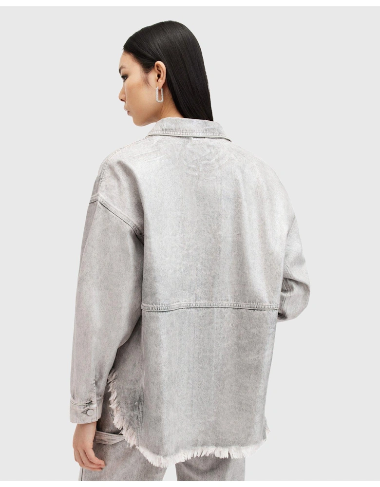 Hettie Oversized Denim Shacket - Silver