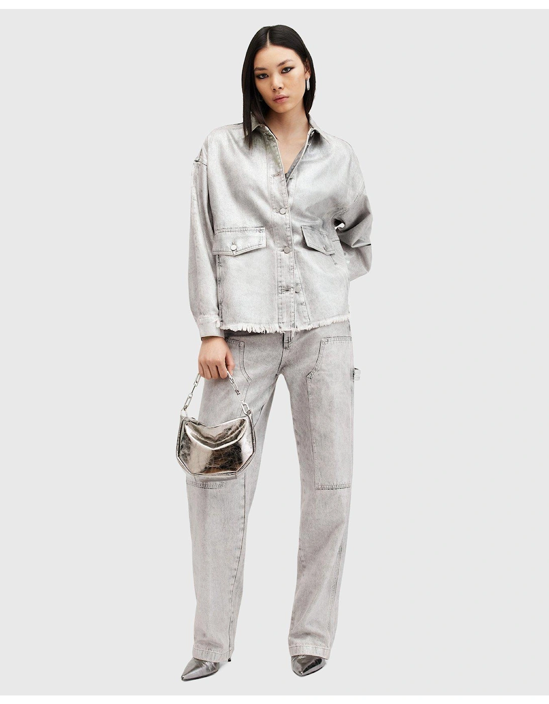 Hettie Oversized Denim Shacket - Silver