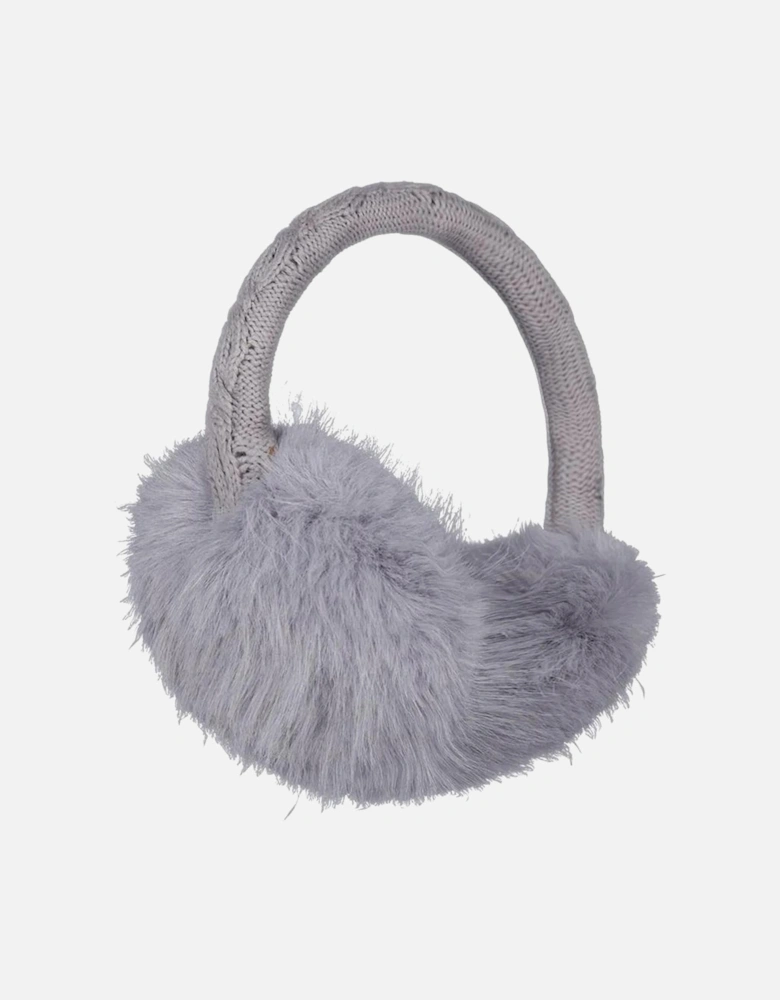 Womens Faux Fur Cable Knit Earmuffs