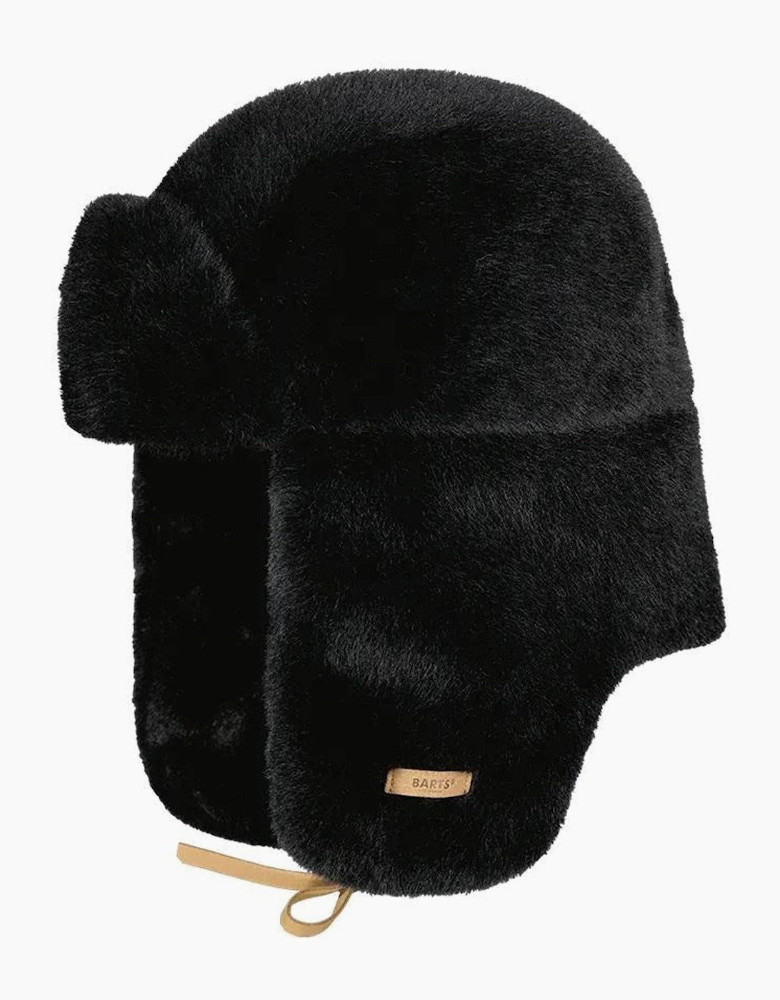 Women's Barts Womens Lucerne Faux Fur Leather Strap Beanie Bomber Hat - Black - Size: ONE size