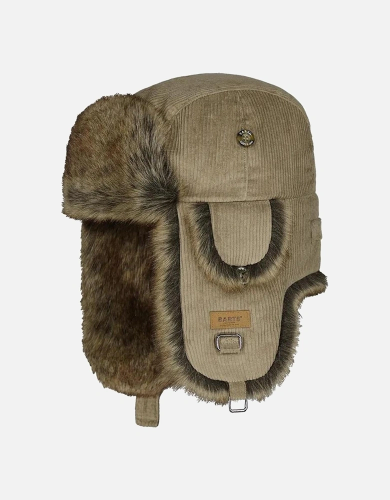 Rib Cord Faux Fur Lining Strap Bomber Hat