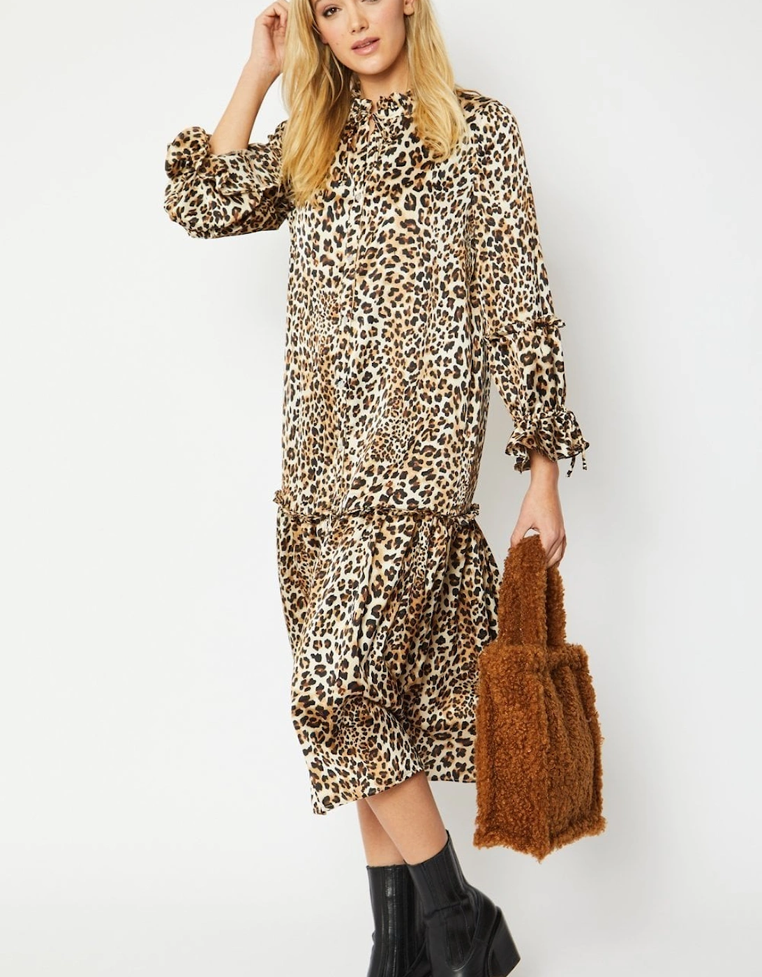 Animal Print Ella Silk Blend Leopard Print Maxi Dress