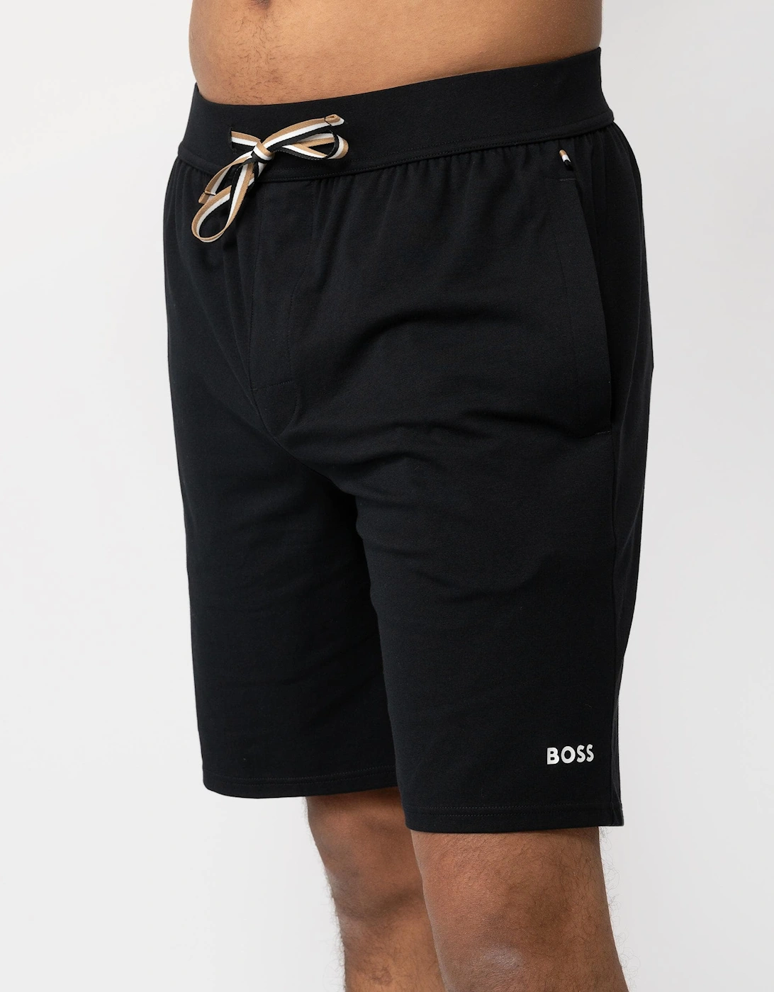 BOSS Orange Unique Mens Stretch-Cotton Pyjama Shorts with Logo Print