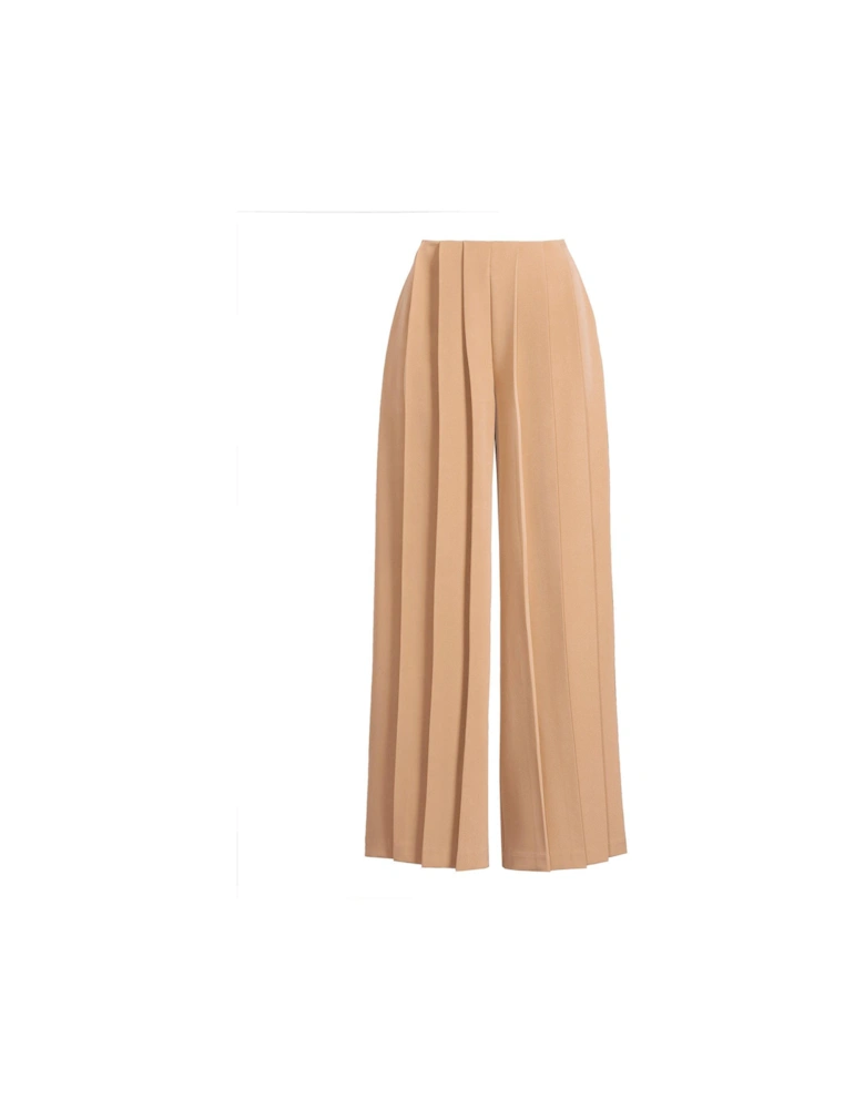 Pleated Wide Leg Trousers - Camel