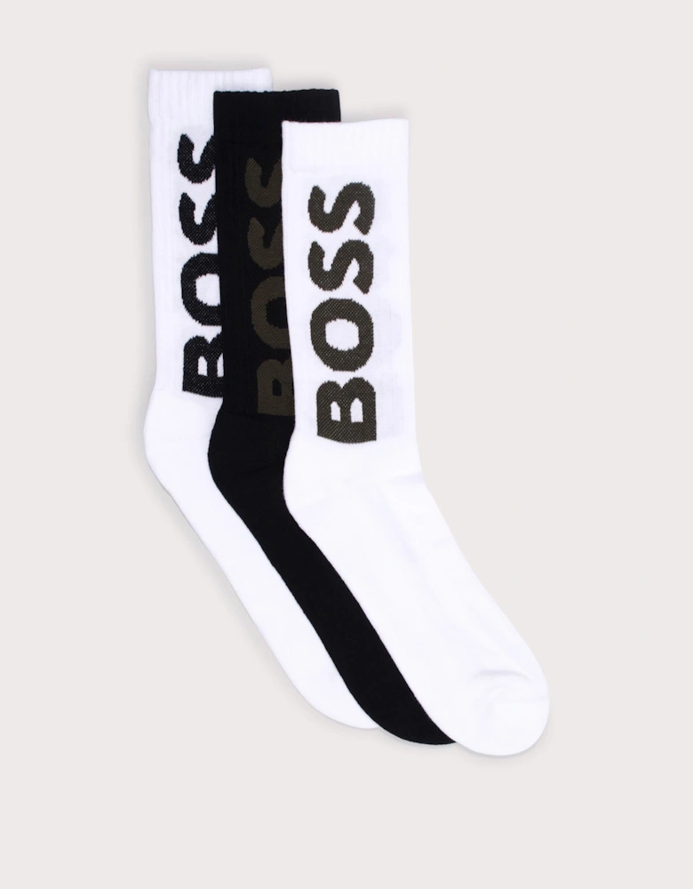 3 Pack QS Rib Logo Socks