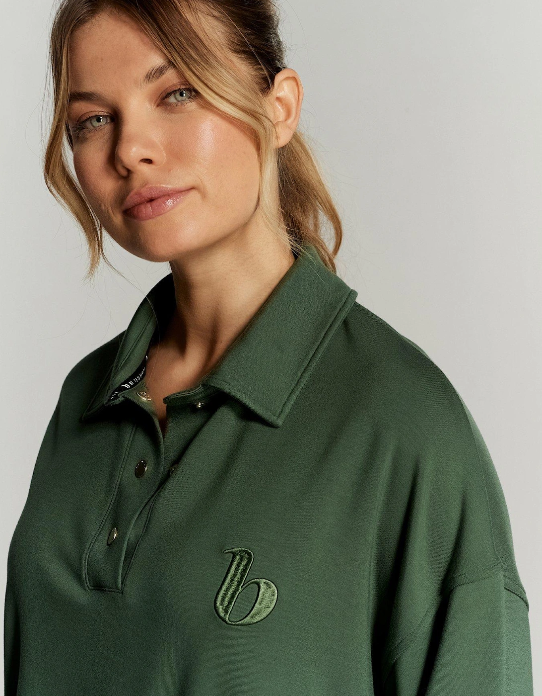 B By Baker Lounge Button Front Top - Green