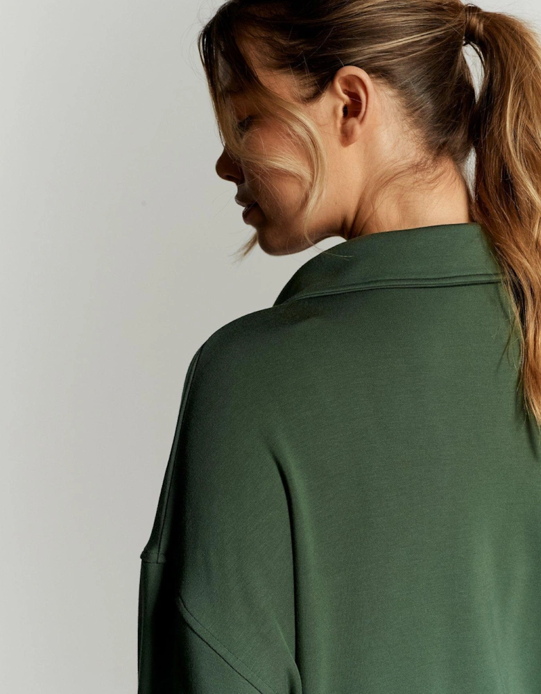 B By Baker Lounge Button Front Top - Green