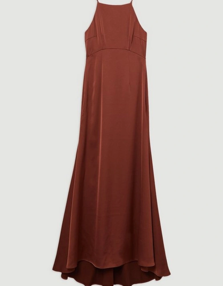 Satin Back Crepe Column Woven Maxi Dress