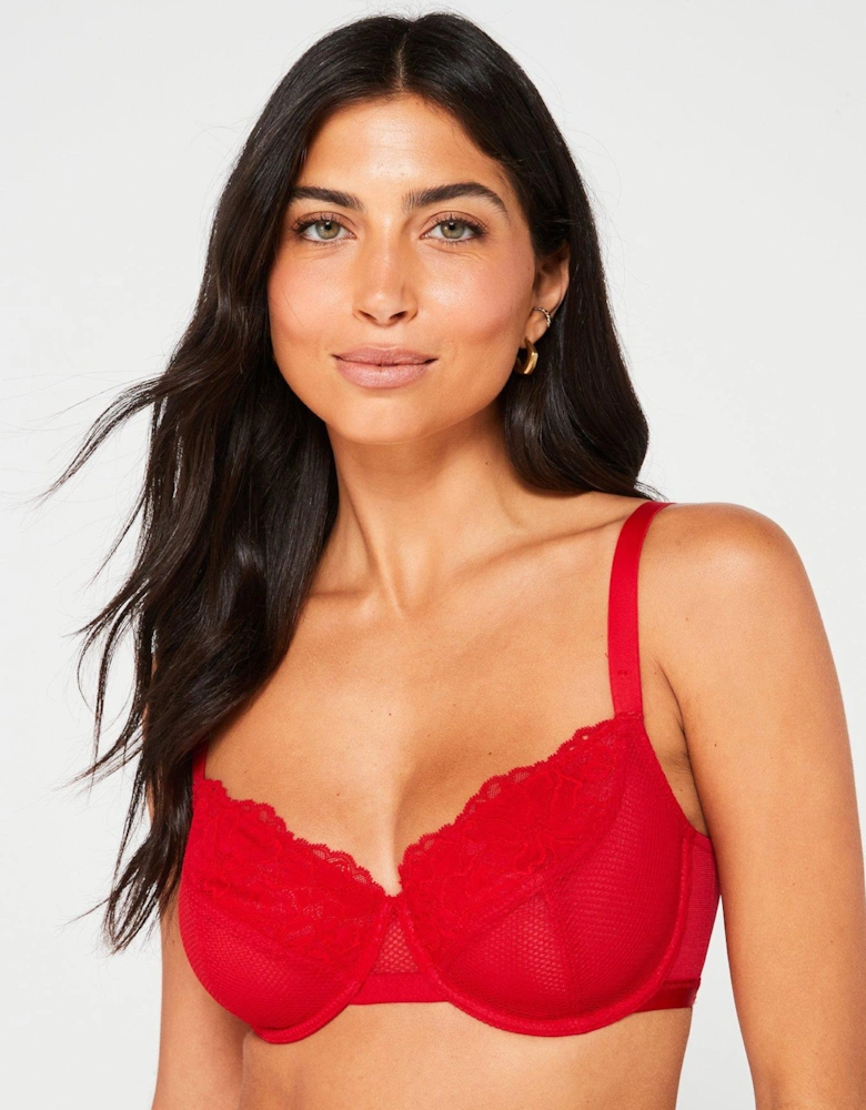 Macie-2Ppnon Padded Wired Bra - Red/Black