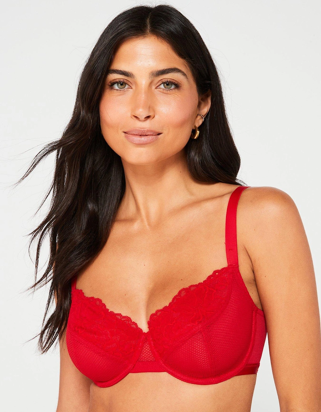 Macie-2Ppnon Padded Wired Bra - Red/Black