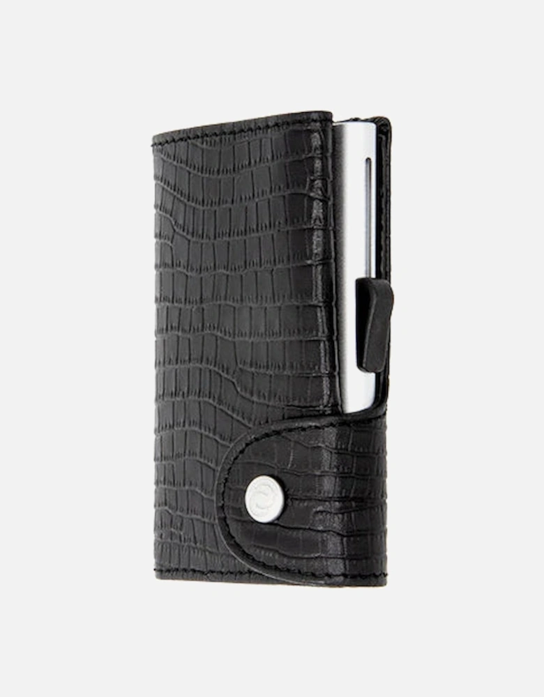 Leather Wallet/Cardholder Croc Black