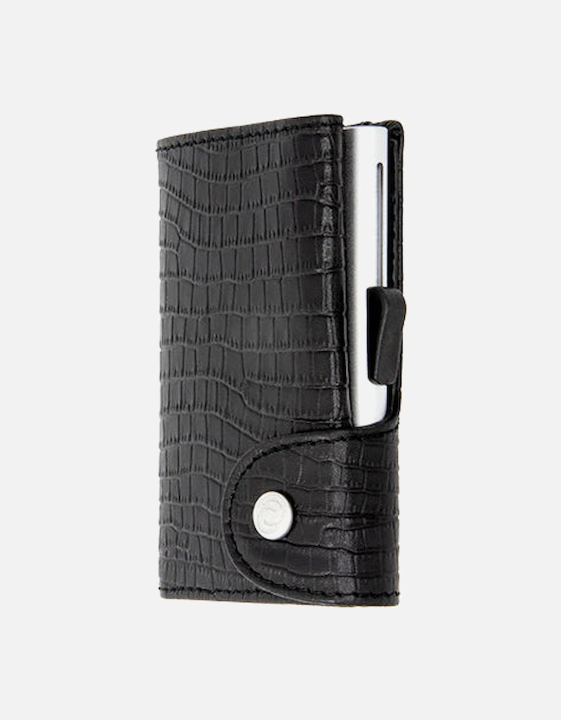 Leather Wallet/Cardholder Croc Black, 2 of 1