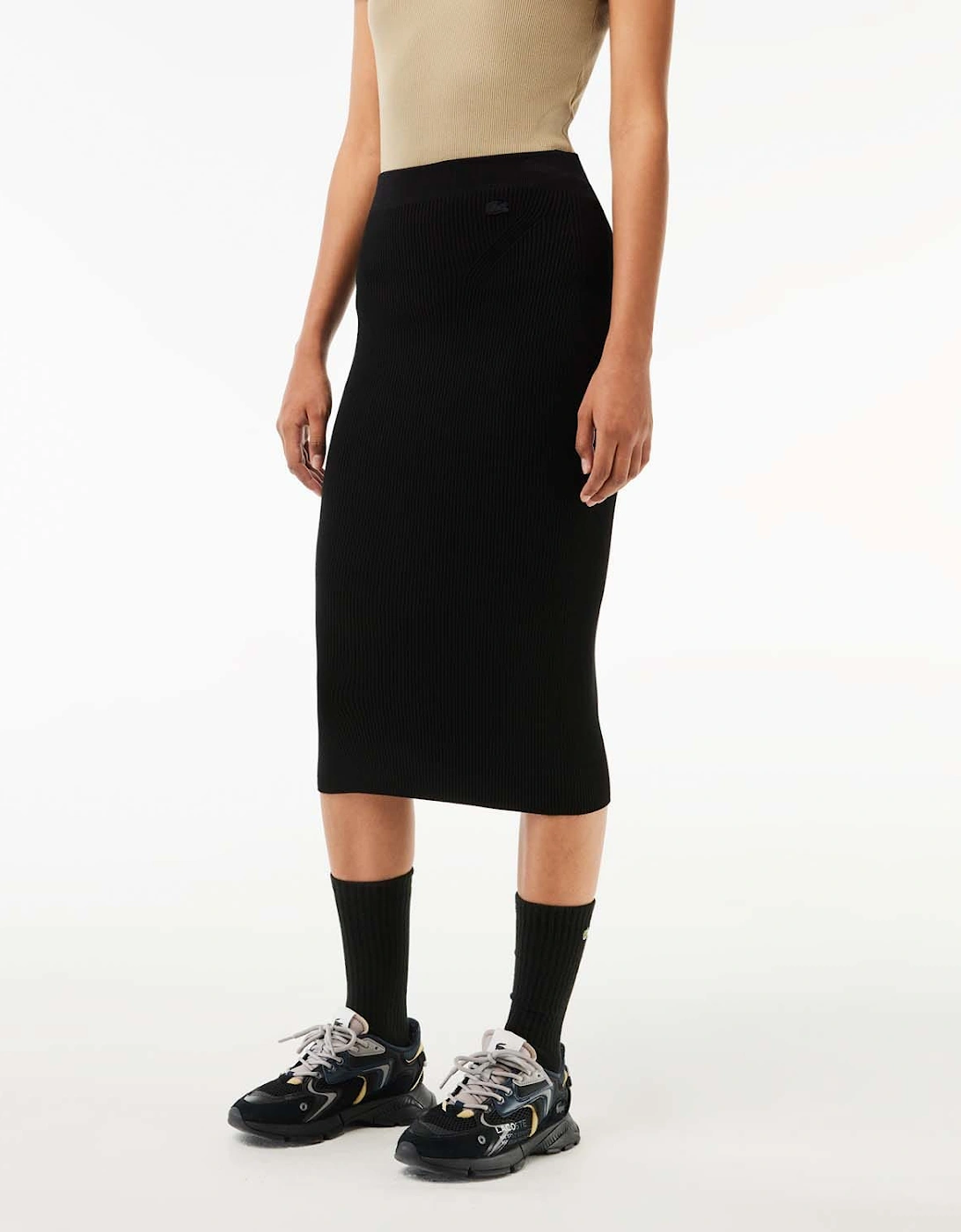 Lacoste Women's Seamless Knit Penicl Skirt - Black - Size: 10