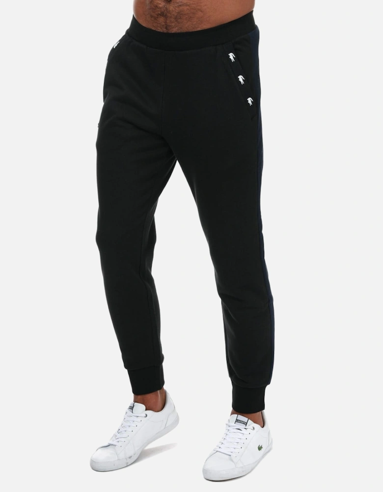 Mens Contrast Accents Tape Track Pants - Tape Pocket Logo Joggers