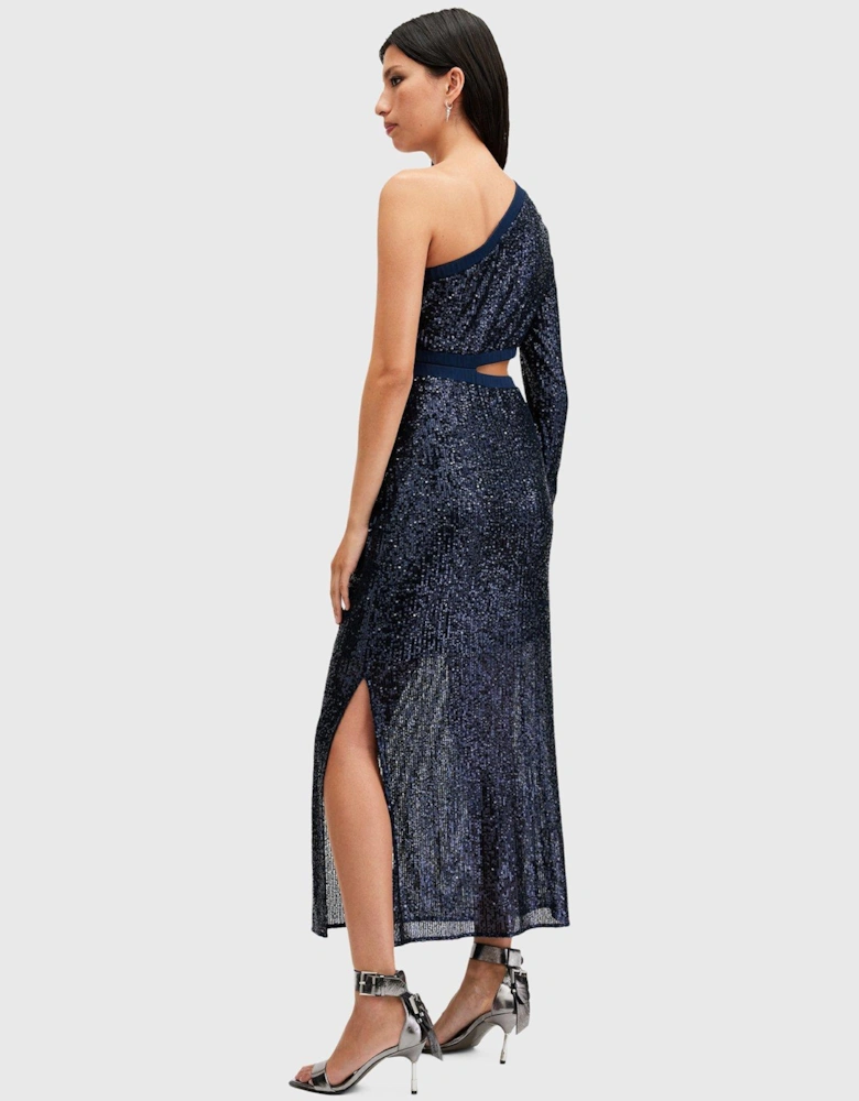 Daisy Topaz Sequin Cut Out Maxi Dress - Dark Blue