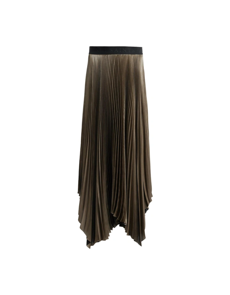 Lerin Metallic Asymmetric Maxi Skirt - Grey