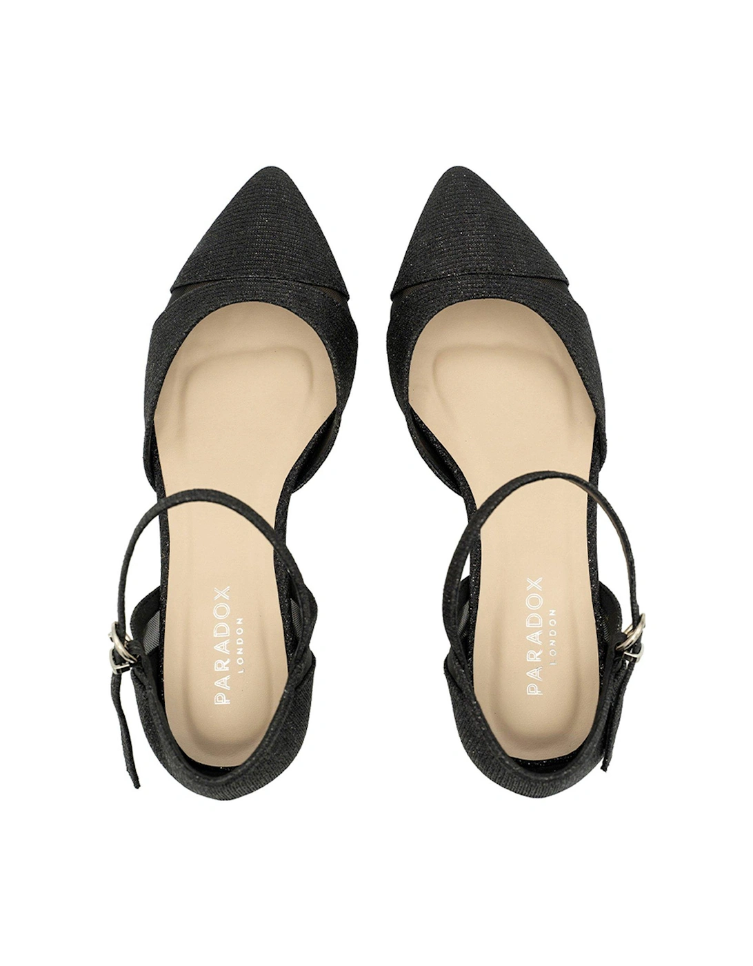 Frankie Glitter Wide Fit Shoe Heel - Black