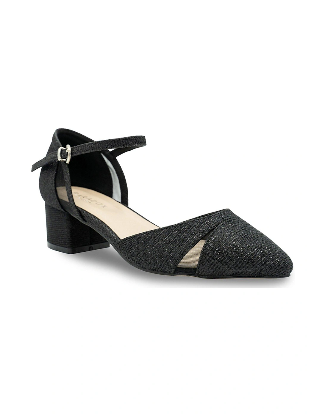 Frankie Glitter Wide Fit Shoe Heel - Black