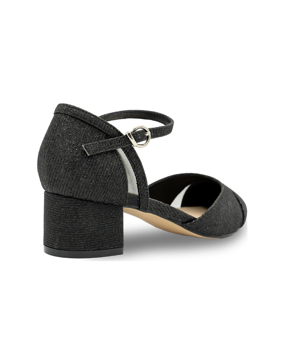 Frankie Glitter Wide Fit Shoe Heel - Black