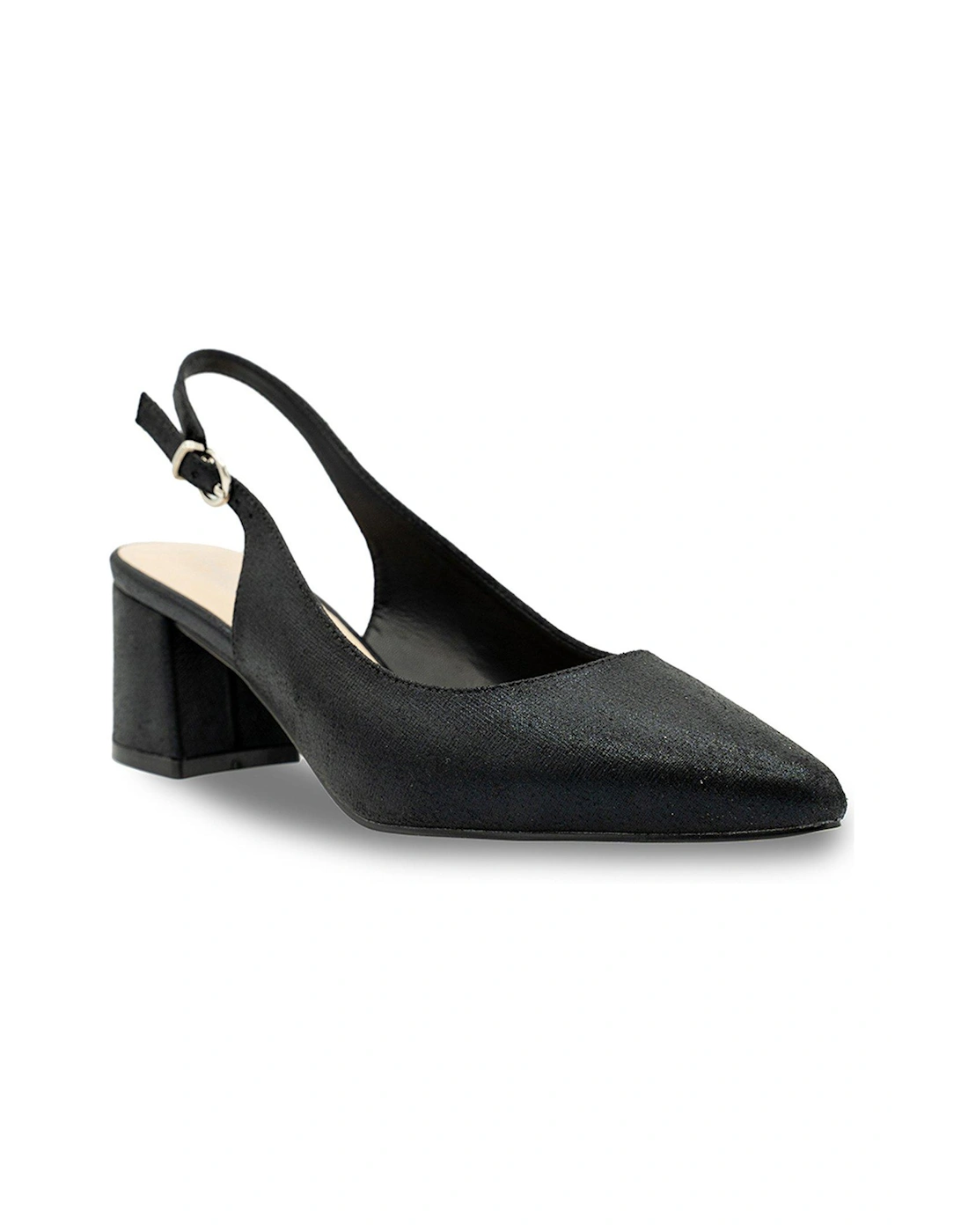 Flynn Wide Fit Shimmer Heeled Shoe - Black