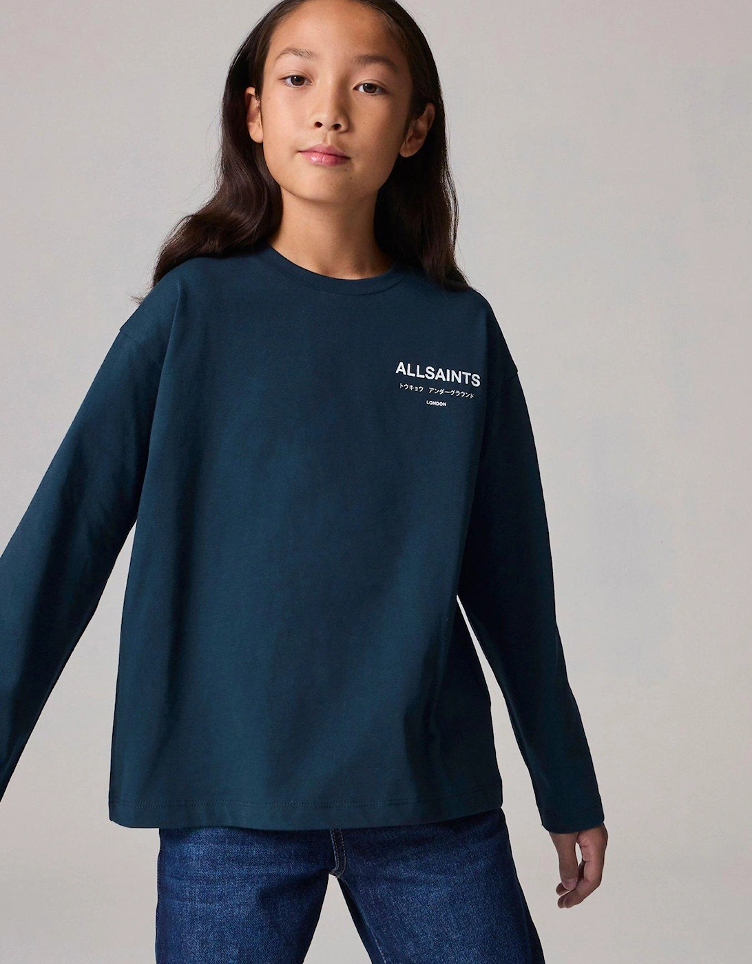 All Saints Kids Underground Long Sleeve Tee - Navy