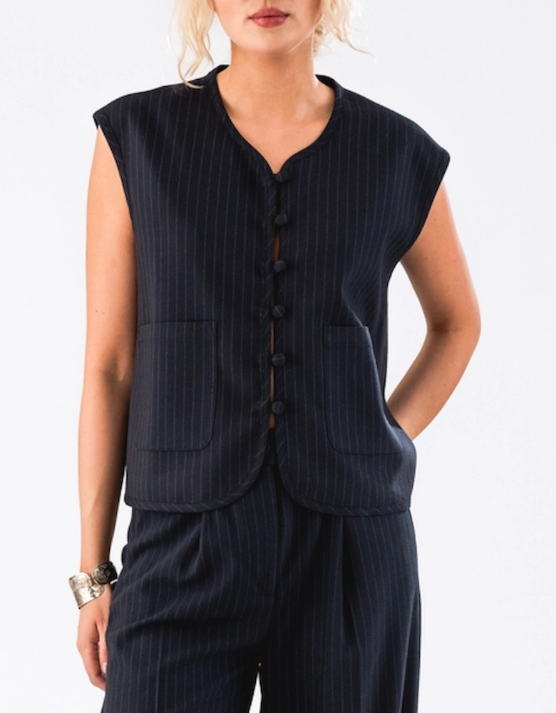 Lollys Laundry Abbey Pinstriped Woven Vest