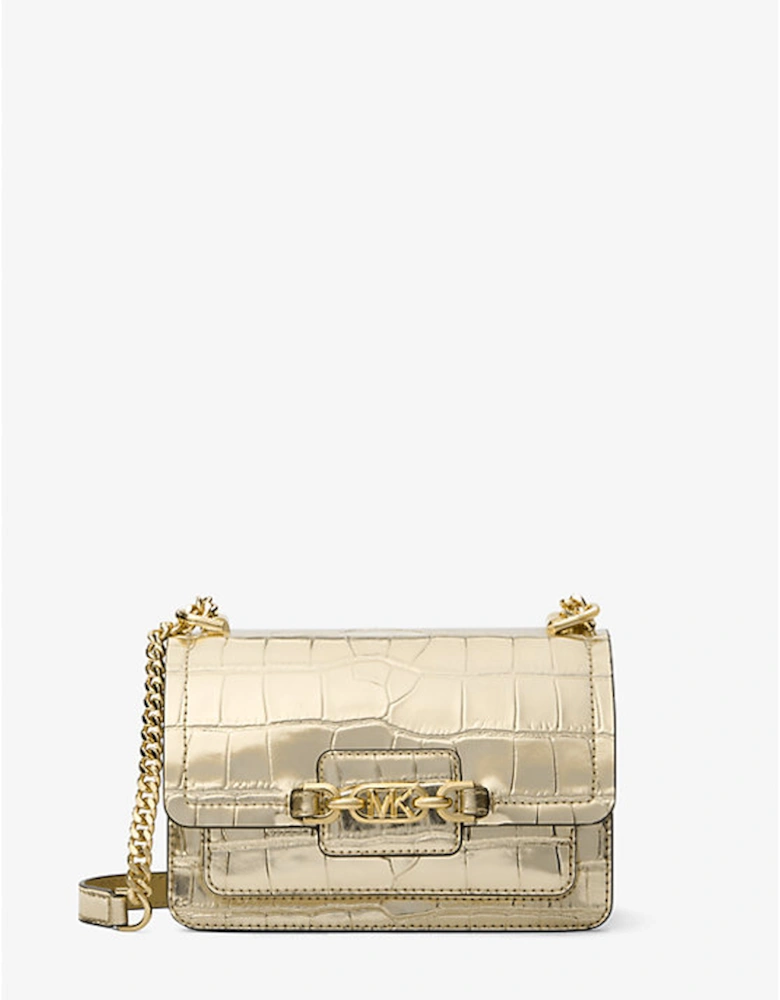 Heather Extra-Small Metallic Crocodile Embossed Leather Crossbody Bag
