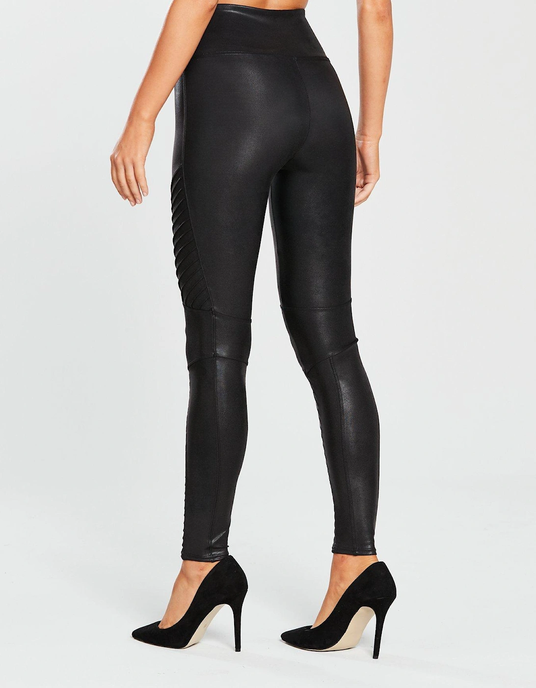 Leather Medium Control Moto Legging - Black