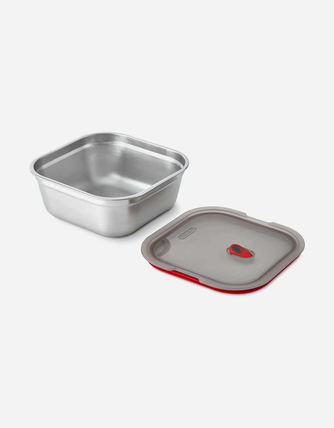 Steel Food Box Square Large Grey Red