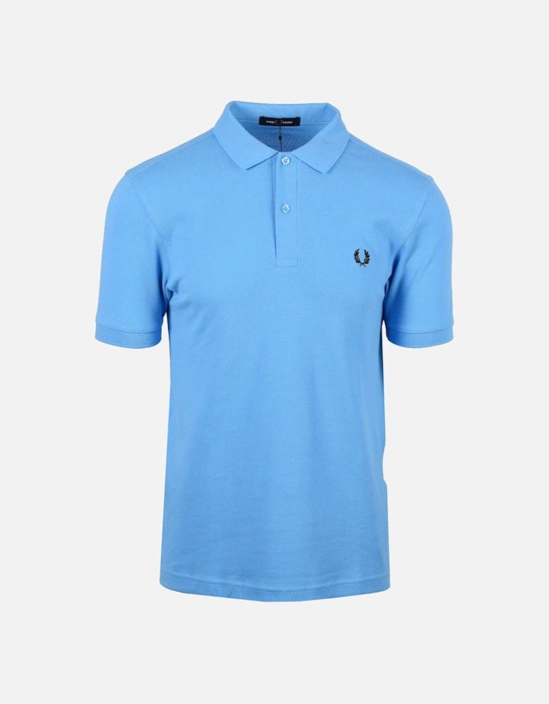 Plain Polo Shirt Soft Blue/Black