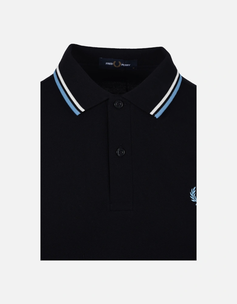 Twin Tipped Polo Shirt Black/Ecru/Soft Blue