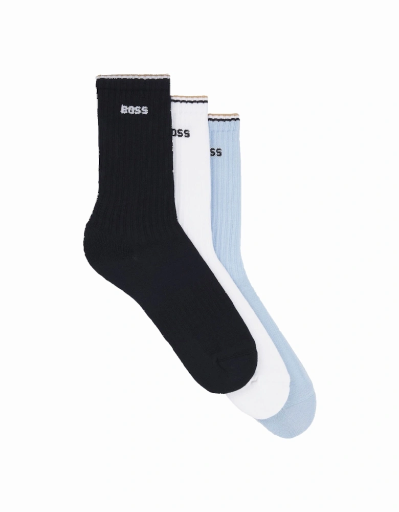 Boss 3pk Rib Strike Socks Pale Blue/Navy/White