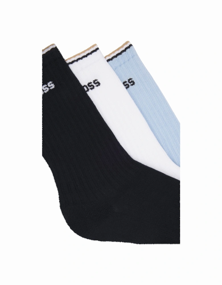 Boss 3pk Rib Strike Socks Pale Blue/Navy/White