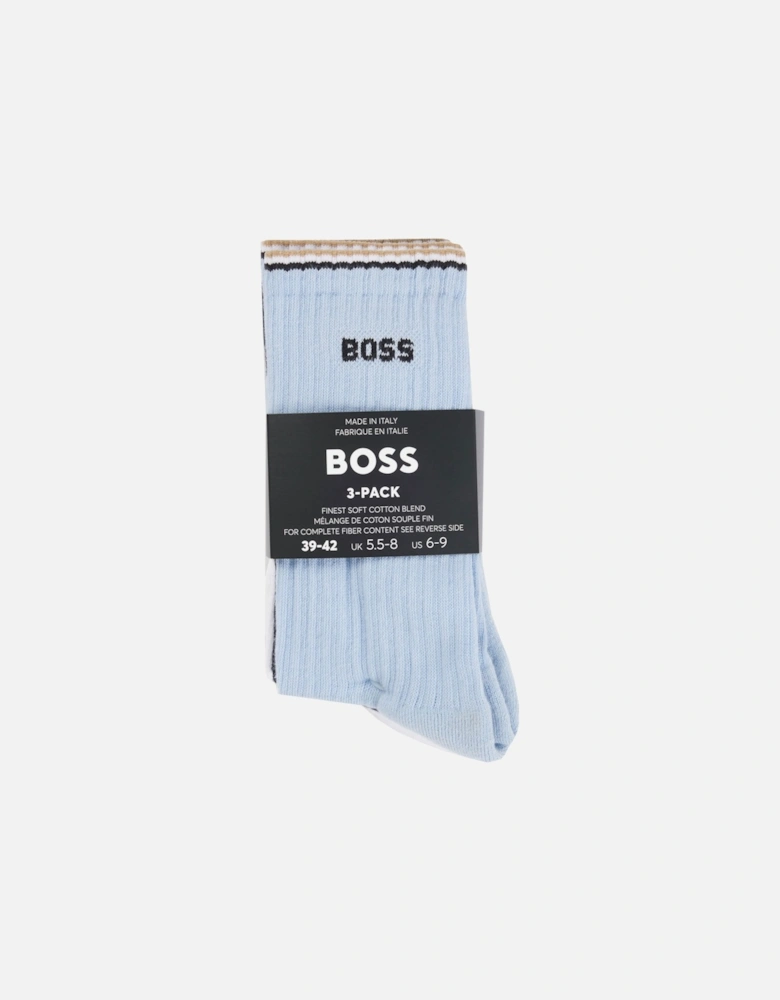 Boss 3pk Rib Strike Socks Pale Blue/Navy/White