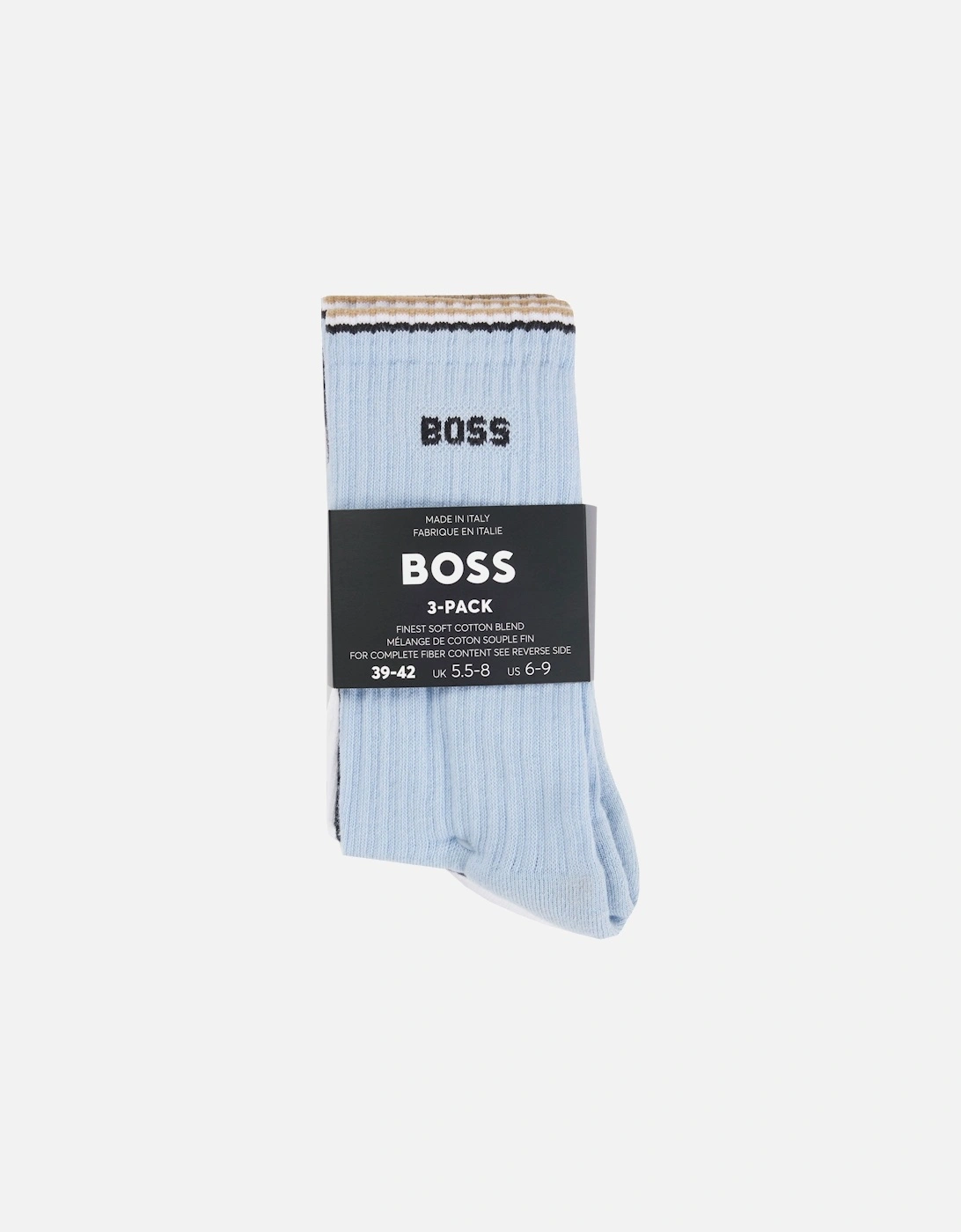 Boss 3pk Rib Strike Socks Pale Blue/Navy/White