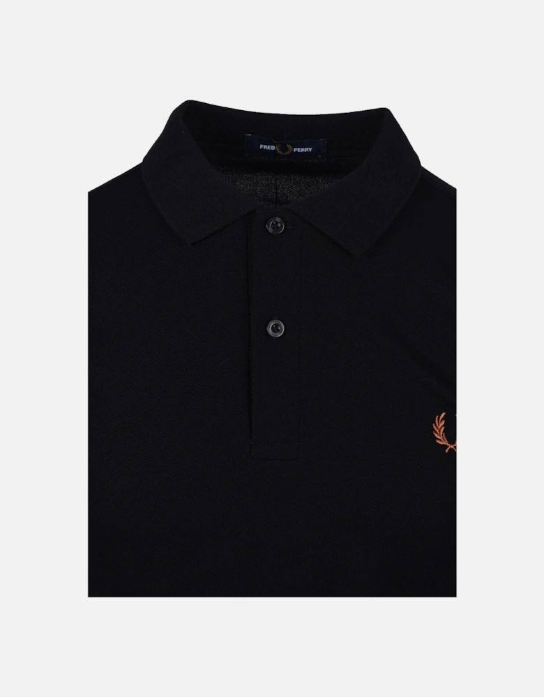 Plain Polo Shirt Black/Marmalade