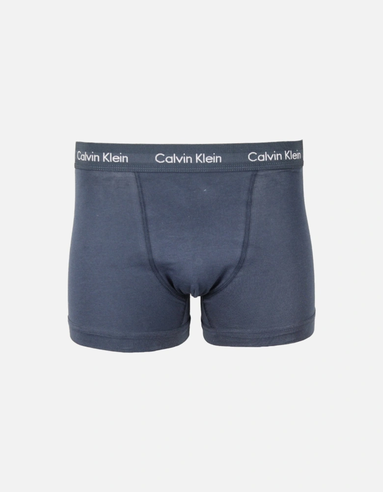 5-Pack Cotton Stretch Boxer Trunks, Black/Blue/Grey
