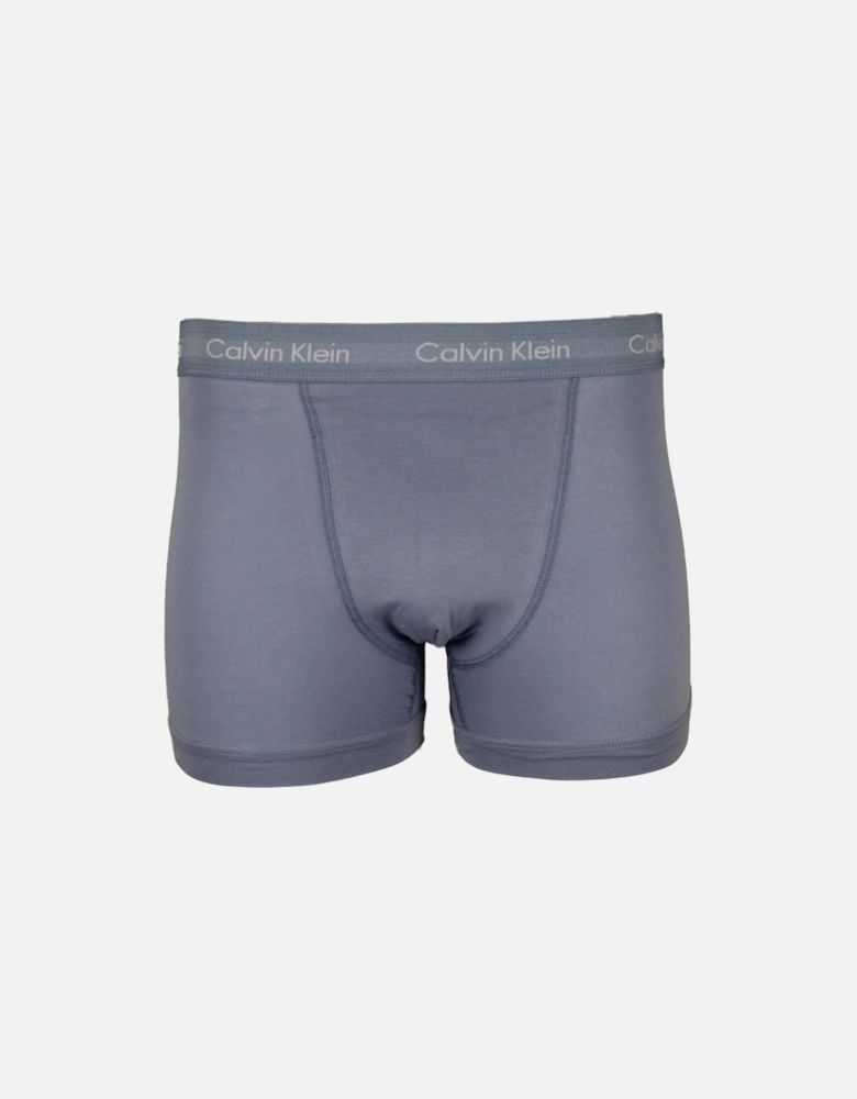5-Pack Cotton Stretch Boxer Trunks, Black/Blue/Grey