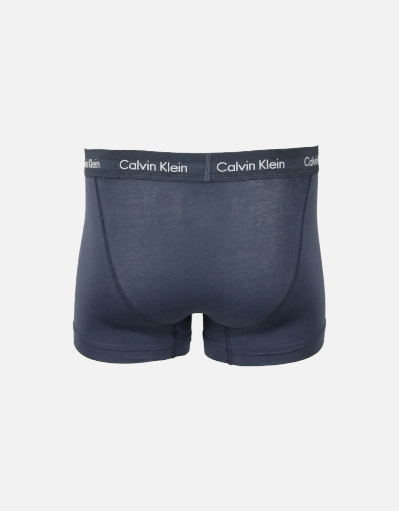 5-Pack Cotton Stretch Boxer Trunks, Black/Blue/Grey