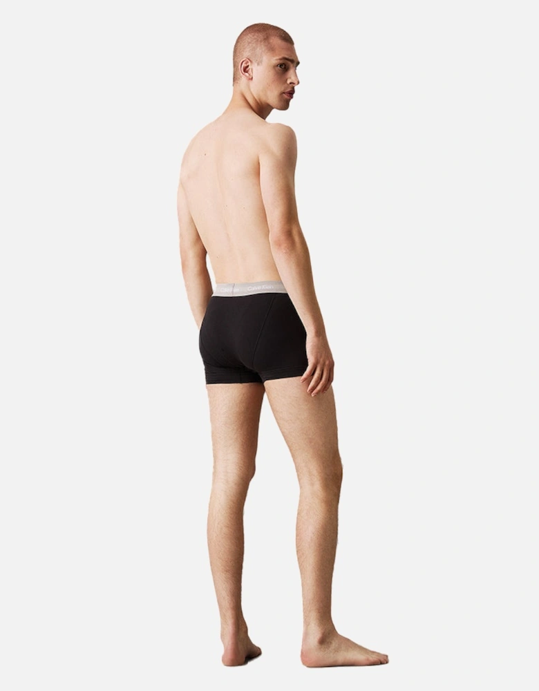 3-Pack Cotton Stretch Boxer Trunks, Black