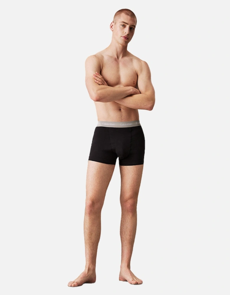 3-Pack Cotton Stretch Boxer Trunks, Black