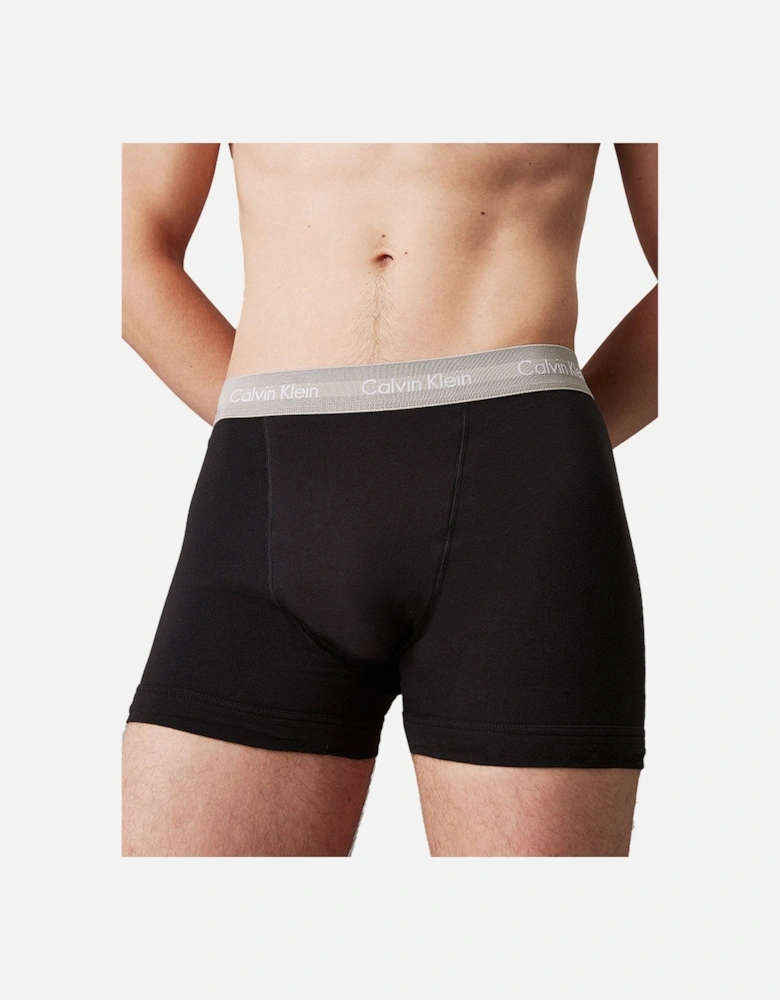 3-Pack Cotton Stretch Boxer Trunks, Black