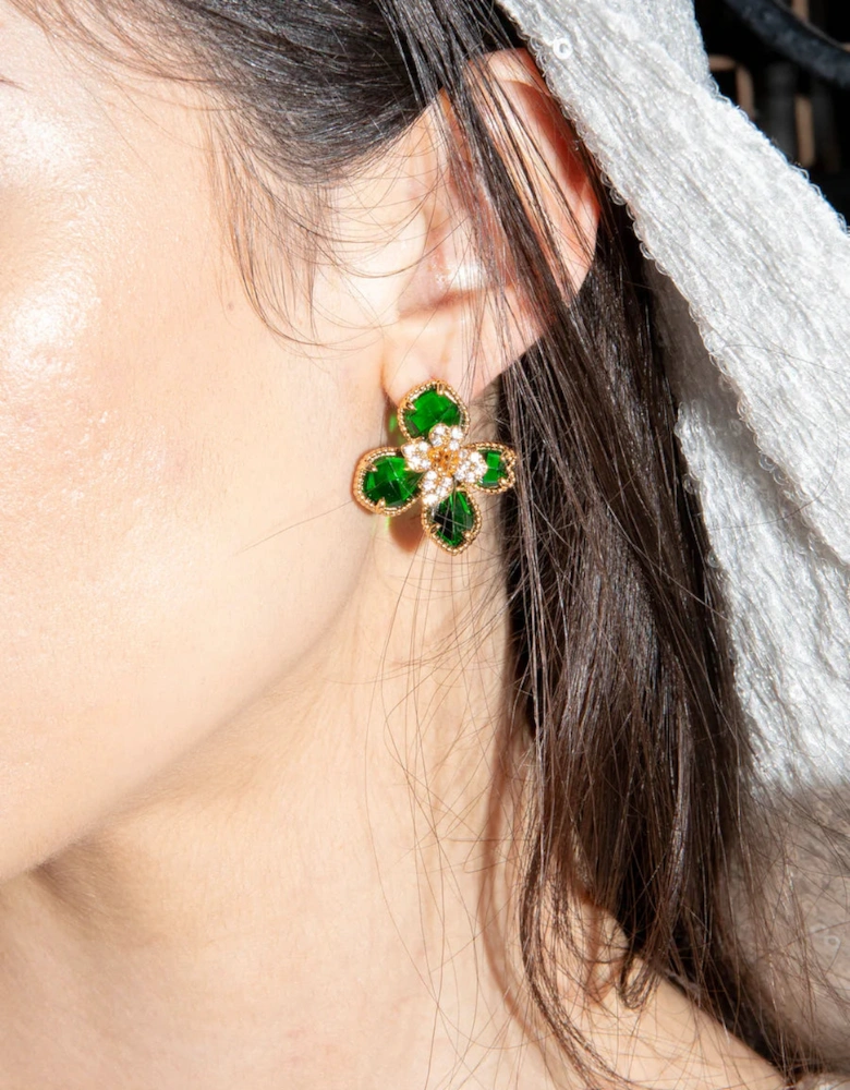 Green Flower Earrings