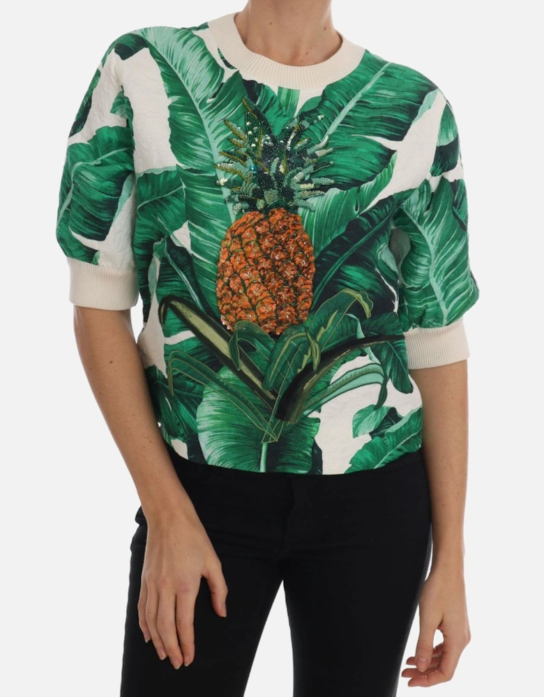 Pineapple Sweatshirt Banana Leaf Print Women - Multicolor Sweaters