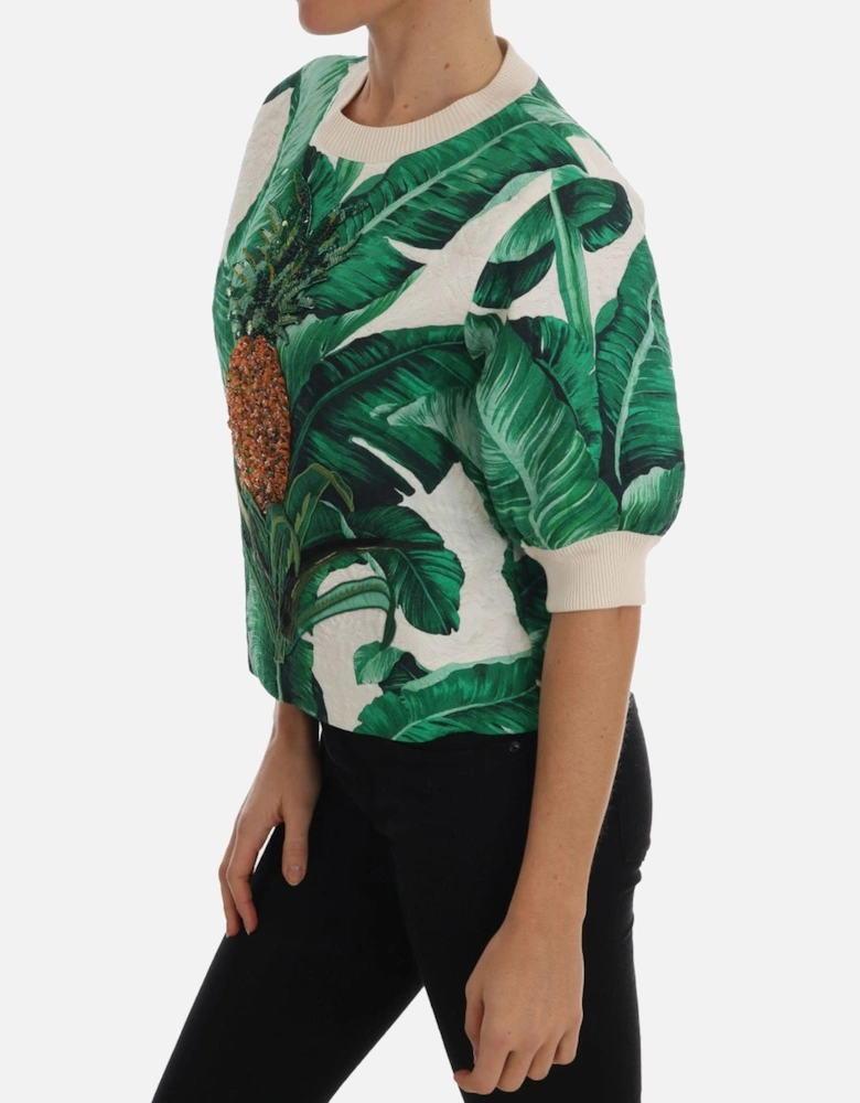 Pineapple Sweatshirt Banana Leaf Print Women - Multicolor Sweaters