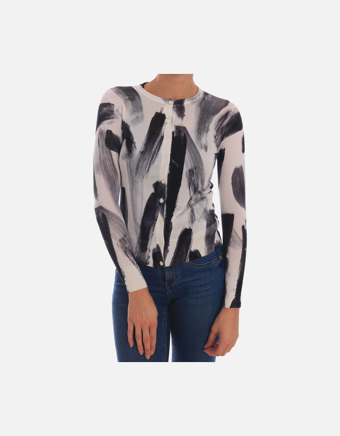 Abstract Print Cardigan TSH1924 Women - Blackwhite Sweaters, 5 of 4